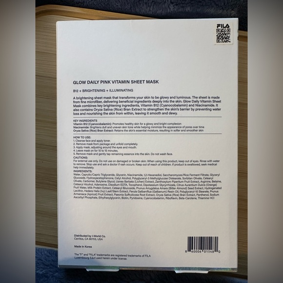 FILA Glow Daily Pink Vitamin Sheet Mask (4 Sheets) - Picture 9 of 15